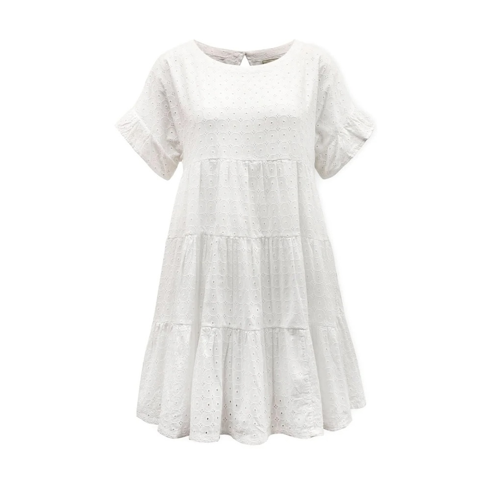Hope & Henry Organic Tiered Eyelet Dress White size 10 (NWT)